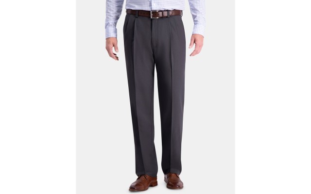  Men’s Cool 18 PRO Classic-Fit Expandable Waist Pleated Stretch Dress Pants (Dark Heather Grey, 32X30)