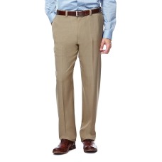Haggar Men’s Eclo Stria Classic Fit Flat Front Hidden Expandable Dress Pants