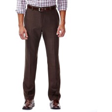 Haggar Men’s Eclo Stria Classic Fit Flat Front Hidden Expandable Dress Pants