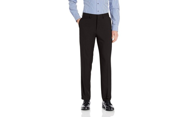  Men's Premium Comfort Straight Fit Flat Front Dress Pant (Black), Black, 36X29