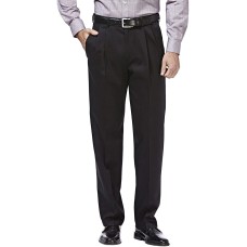 Haggar Men’s Premium No-Iron Classic-fit Expandable-Waist Pleat-Front Pant