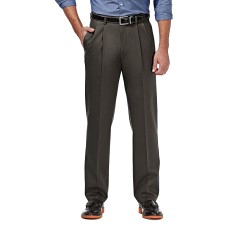 Haggar Men’s Premium No-Iron Classic-fit Expandable-Waist Pleat-Front Pant