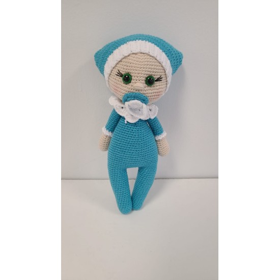 Handmade Amigurumi Baby Wool For Girls or Boys Funny Soft Toys Safety For Kids, Light Blue Baby - 3.93 inches