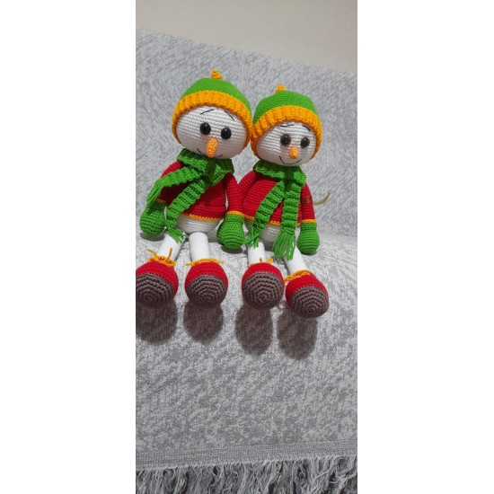 Handmade Amigurumi Cotton Snowman Doll Plush Baby Sleep Toy