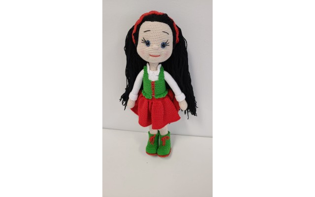 Handmade Amigurumi Crochet Wool Long Short Braided Hair Girls For Fun Game, Girl In Green Vest - 6.29 inches, 6.29