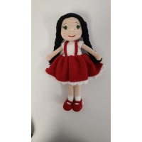 Handmade Amigurumi Crochet Wool Long Short Braided Hair Girls For Fun Game, Girl In White Shirt - 5.51 inches, 5.51