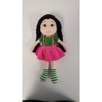 Handmade Amigurumi Crochet Wool Long Short Braided Hair Girls For Fun Game, Girl With Pink Skirt - 5.51 inches, 5.51