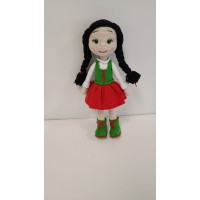 Handmade Amigurumi Crochet Wool Long Short Braided Hair Girls For Fun Game, Girl With Red Skirt - 5.90 inches, 5.90