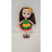 Handmade Amigurumi Crochet Wool Long Short Braided Hair Girls For Fun Game, Girl With Yellow Bandana - 6.29 inches, 6.29