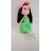 Handmade Amigurumi Crochet Wool Long Short Braided Hair Girls For Fun Game, Green Girl - 5.90 inches, 5.90