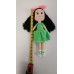 Handmade Amigurumi Crochet Wool Long Short Braided Hair Girls For Fun Game, Green Girl - 5.90 inches, 5.90