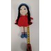 Handmade Amigurumi Crochet Wool Long Short Braided Hair Girls For Fun Game, Red Girl - 5.51 inches, 5.51