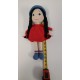 Handmade Amigurumi Crochet Wool Long Short Braided Hair Girls For Fun Game, Red Girl - 5.51 inches, 5.51