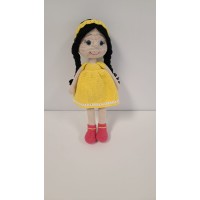 Handmade Amigurumi Crochet Wool Long Short Braided Hair Girls For Fun Game, Yellow Girl - 5.90 inches, 5.90