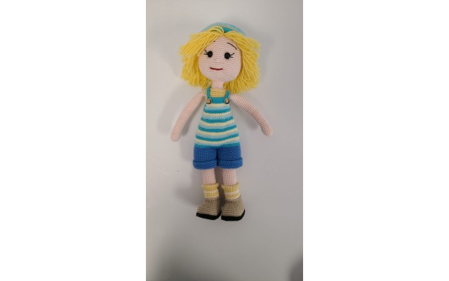 Handmade Amigurumi Crochet Wool Long Short Braided Hair Girls For Fun Game, Yellow Hair Girl - 5.51 inches, 5.51