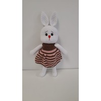 Handmade Amigurumi Rabbit Toy Buddy Bunny Easter Bunny Doll For Kids Unicex, Brown Girl Rabbit- 5.51 inches