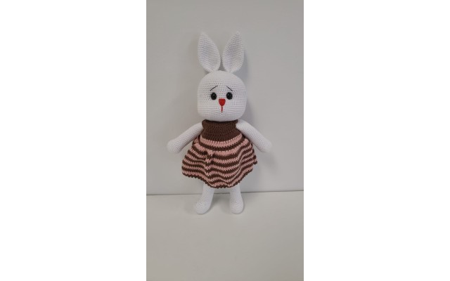 Handmade Amigurumi Rabbit Toy Buddy Bunny Easter Bunny Doll For Kids Unicex, Brown Girl Rabbit- 5.51 inches