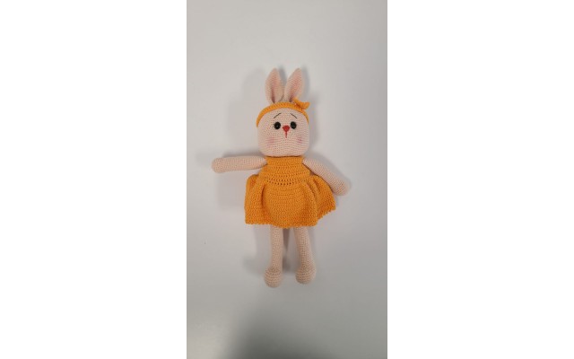 Handmade Amigurumi Rabbit Toy Buddy Bunny Easter Bunny Doll For Kids Unicex, Orange Rabbit-5.51 inches