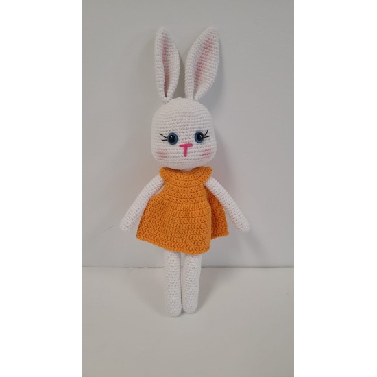 Handmade Amigurumi Rabbit Toy Buddy Bunny Easter Bunny Doll For Kids Unicex, Orange Rabbit 2- 4.72 inches
