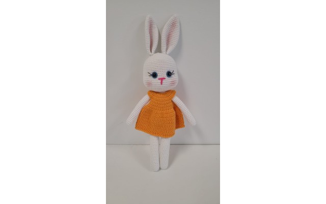 Handmade Amigurumi Rabbit Toy Buddy Bunny Easter Bunny Doll For Kids Unicex, Orange Rabbit 2- 4.72 inches