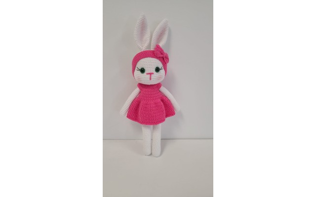 Handmade Amigurumi Rabbit Toy Buddy Bunny Easter Bunny Doll For Kids Unicex, Pink Rabbit- 4.72 inches