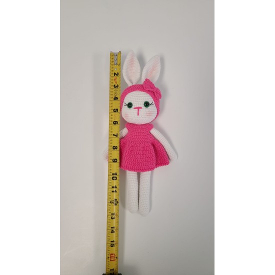 Handmade Amigurumi Rabbit Toy Buddy Bunny Easter Bunny Doll For Kids Unicex, Pink Rabbit- 4.72 inches