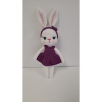 Handmade Amigurumi Rabbit Toy Buddy Bunny Easter Bunny Doll For Kids Unicex, Purple Rabbit- 5.11 inches