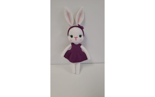 Handmade Amigurumi Rabbit Toy Buddy Bunny Easter Bunny Doll For Kids Unicex, Purple Rabbit- 5.11 inches