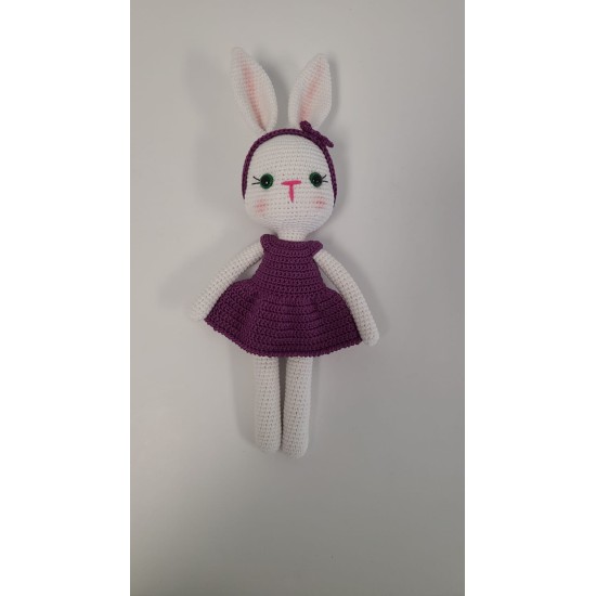 Handmade Amigurumi Rabbit Toy Buddy Bunny Easter Bunny Doll For Kids Unicex, Purple Rabbit- 5.11 inches