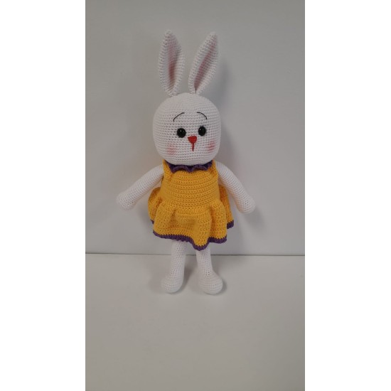 Handmade Amigurumi Rabbit Toy Buddy Bunny Easter Bunny Doll For Kids Unicex, Yellow Rabbit- 5.90 inches