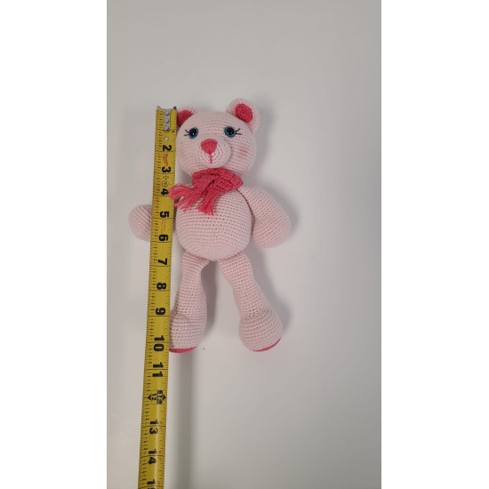 Handmade  Amigurumi Teddy Bear Stuffed Plush Animal Toy Sleeping Friend Doll, Pink Bear