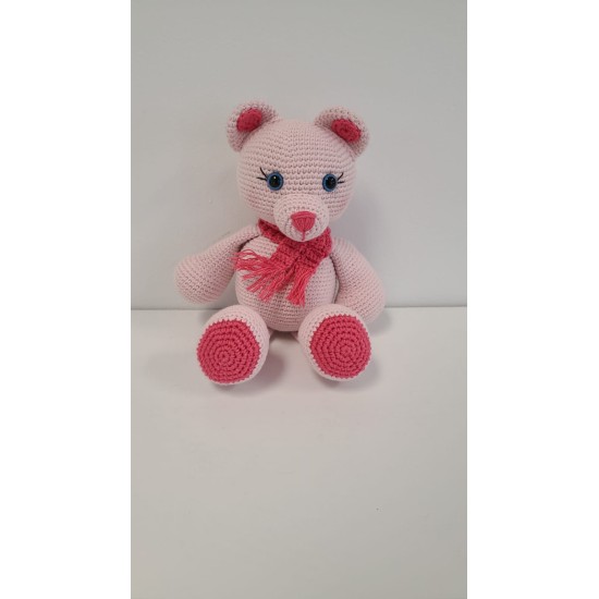 Handmade  Amigurumi Teddy Bear Stuffed Plush Animal Toy Sleeping Friend Doll, Pink Bear