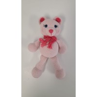 Handmade  Amigurumi Teddy Bear Stuffed Plush Animal Toy Sleeping Friend Doll, Pink Bear