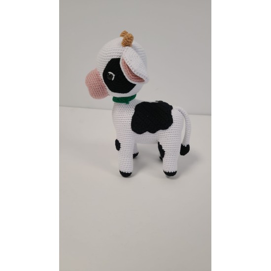 Handmade Amigurumi Wool Cute Little Cow Baby Plush Unicex Funny Kids Toy, Cow, 3.14 inches