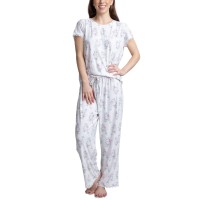Hanes Lace-trim Printed Pajama Set, Floral, Large