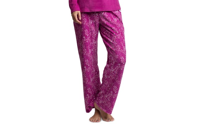  Printed Jacquard Fleece Lounge Pajama Pants, Purple, Large