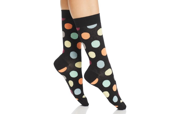 Happy Socks Big Dot Crew Socks (Black Combo, 9-11)