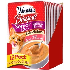Hartz Delectables Bisque Lickable Treat for Senior Cats Tuna Chicken (Pack of 12)