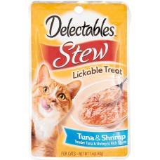 Hartz Delectables Stew Lickable Cats Treat Tuna & Shrimp Delicious Snack 1.4 oz (12 pack)