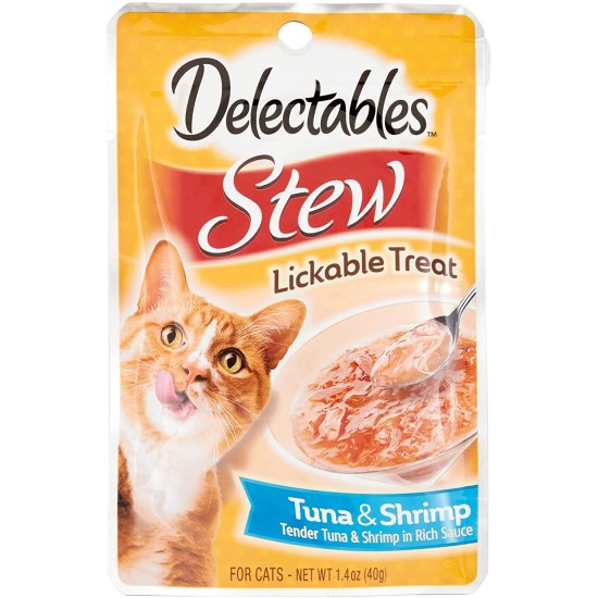 Delectables Stew Lickable Cats Treat Tuna & Shrimp Delicious Snack 1.4 oz (12 pack)
