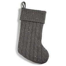 Holiday Lane Knit Stocking With Sequins (Grey)