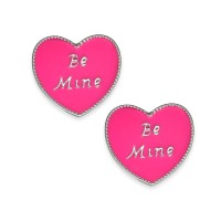 Holiday Lane Silver-Tone Be Mine Heart Stud Earrings (Silver)