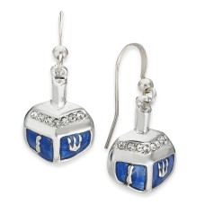 Holiday Lane Silver-Tone Pavé Dreidel Drop Earrings
