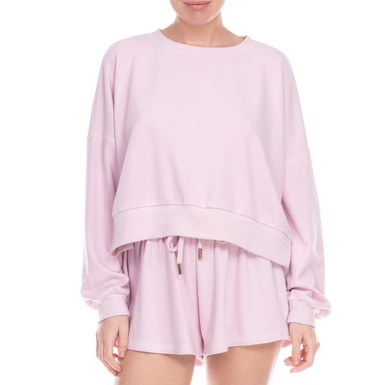  Women’s Fool For Fall Jersey Pajama Sweatshirt (Pink, X-Small)