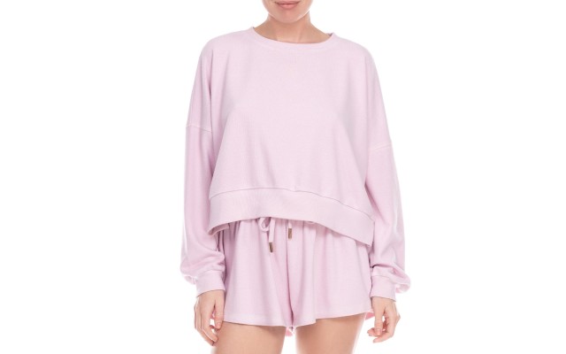  Women’s Fool For Fall Jersey Pajama Sweatshirt (Pink, X-Small)