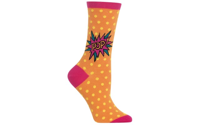  Women’s Pop Crew Socks (Neon Orange, 9-11)