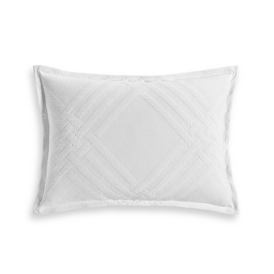  King Pillow Sham Locked Geo Cotton ( White, 20×36)