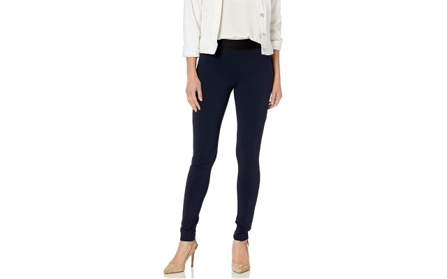  High-Waist Blackout Ponté-Knit Leggings (Navy, X-Small)