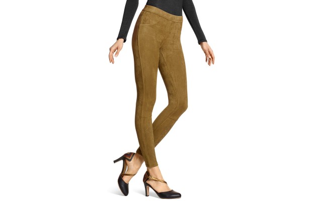  Laser-Cut Microsuede Leggings (Green, Large)