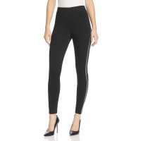 HUE Metallic Tuxedo Ponté-Knit Leggings (Black, XS)